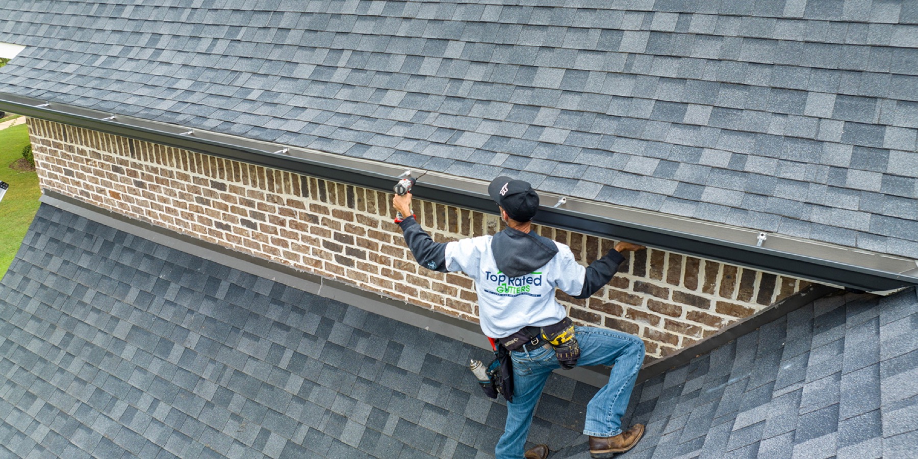 Seamless gutter installation on a home by Top Rated Gutters